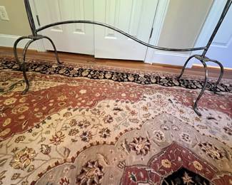 E24 - $150. Fancy - Sturdy Garment Rack. Solid metal. Does NOT come apart. You will need a truck to transport. The tallest part is 77" x 6' long.