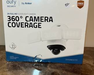 E84 - $80. Eufy Security Floodlight Cam 2 Pro. 360* Camera Coverage.