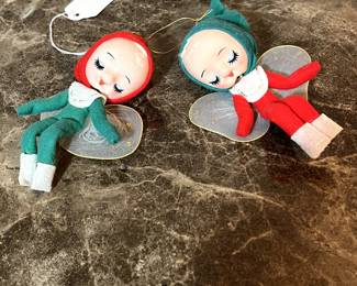 E122 - $40 PAIR Winged Pixie Ornaments.