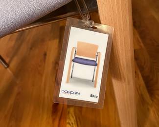 E67 - $60. Dauphin Enzo Chair. Measures 23.5" wide x 18.5" floor to seat x 33" tall.