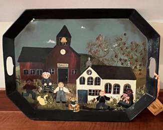 E61 - $40. Hand painted Tray by Michael & Shelia Edwards - Folk Artists MA. Measures 22.25" x 16.25".