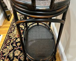 E37 - $60. 2 Piece Serving Tray Table. Top Lifts off to serve. Measures 32" x 20" wide x 34" tall.