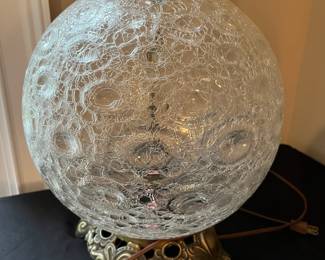 E96 - $75 PAIR of Heavy Crystal Table Lamps. No shades. Measures 25" tall.