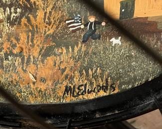 E60 - $60. Hand Painted Fan Case. Signed by Michael & Shelia Edwards Folk Artists MA.