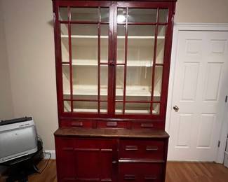 E26 - $1,750. Antique Step Back Cabinet. Measures 51" wide x 24.5" deep x 90" tall. I think that was from a store originally for displays / behind the counter merchandise. This is ONE piece and you and your helpers will be responsible for moving it out of the house.