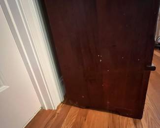 E49 - $75. Antique Cabinet. Measures 31.25" x 15.75" deep x 75.25" tall. Perfectly functional as a bookcase like it is in the photograph! It used to have a door (we do not have it)