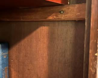 E49 - $75. Antique Cabinet. Measures 31.25" x 15.75" deep x 75.25" tall. Perfectly functional as a bookcase like it is in the photograph! It used to have a door (we do not have it)