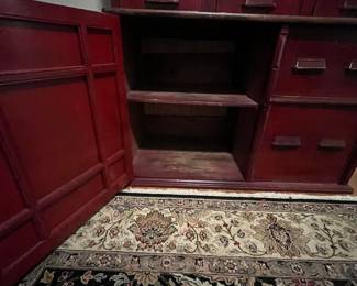 E26 - $1,750. Antique Step Back Cabinet. Measures 51" wide x 24.5" deep x 90" tall. I think that was from a store originally for displays / behind the counter merchandise. This is ONE piece and you and your helpers will be responsible for moving it out of the house.