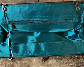 E79 - $45. Antique Hand Beaded Tapestry Silk Lined Clutch. Very good vintage condition.