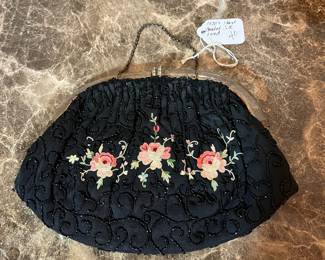 E78 - $40. 1930s Hand Beaded Silk Lined Clutch. Very good vintage condition. Measures 9.5" x 6.5".