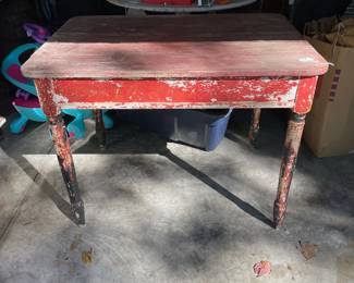 G24 - $95. Primitive Table with chippy paint. Measures 40" x 28" x 29.5" tall. Beautiful display piece.