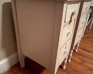 E29 - $100 PAIR of matching nightstands. Each measures 14" wide x 18" deep x 30" tall. Drawers slide easily.