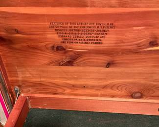 E32 - $75. Painted Lane Cedar Chest. Measures 47" wide x 17.5" deep x 19" tall.