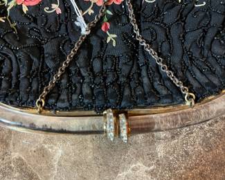 E78 - $40. 1930s Hand Beaded Silk Lined Clutch. Very good vintage condition.