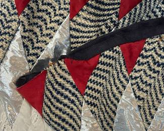 E8 - $180. Beautiful Homemade Christmas Tree Skirt made from an antique coverlets & linens. Measures 4' across.