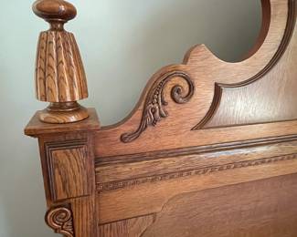 E20 -$600. Lexington Victorian Sampler Queen Bed Frame. Measures 66.5" wide x 72.5" long x 72.5" tall - headboard x 35.5" tall - footboard.