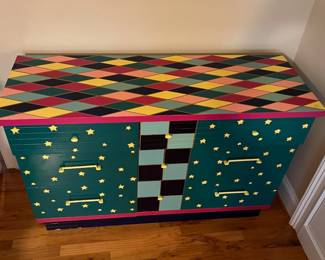 E35 - $95. Painted Dresser. Measures 50" wide x 18" deep x 32" tall.