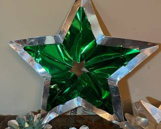 E10 - $75. Lot of Vintage Aluminum Light Tins & Tree Topper.