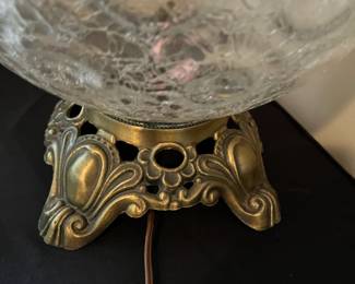 E96 - $75 PAIR of Heavy Crystal Table Lamps. No shades. Measures 25" tall.