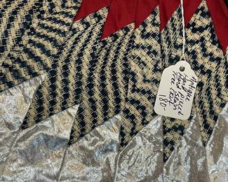 E8 - $180. Beautiful Homemade Christmas Tree Skirt made from an antique coverlets & linens. Measures 4' across.
