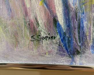 E111 - $60. Chapel Hill Artist S. Sprier Original Painting on Canvas. Measures 24" x 20".