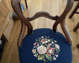 Chair with needlepoint seat