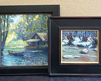 By The River 2 Signed Paintings