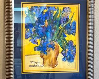 Gold Framed Floral Watercolor Painting Signed