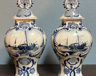 Blue White Signed Pottery