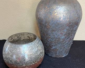 2 Metal Glass Pots