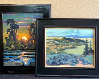 2 Sunny Landscapes Signed Paintings