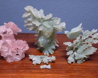 Pink Green Carved Stone