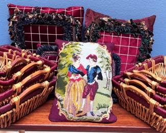 8 Baskets, Handmade Pillows