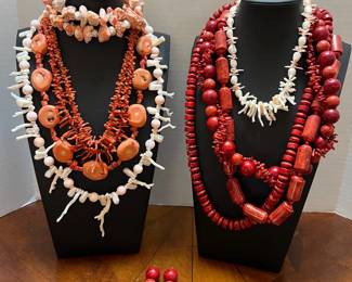 5 Bright CoralLike Necklaces