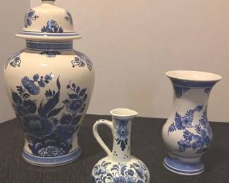 Delfts Bleau Urn, Small Pitcher, Vase