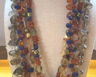 2 Multicolor Glass Bead Necklaces Pendant