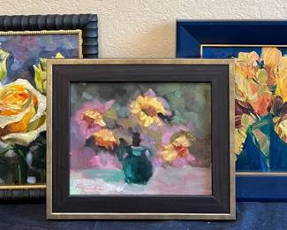3 Yellow Flower Paintings