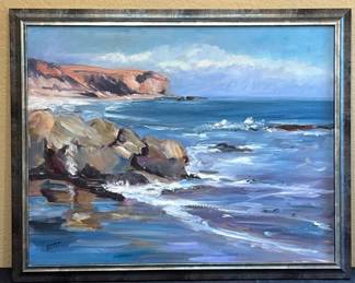 Rocky Shore Large Signed Painting
