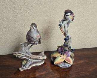 2 Boehm Porcelain Bisque Birds On Trees
