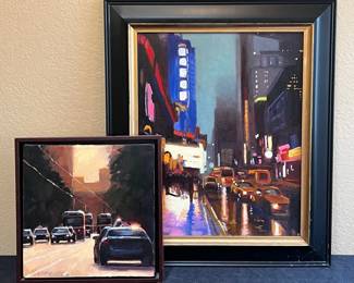 City Streets 2 Signed Paintings