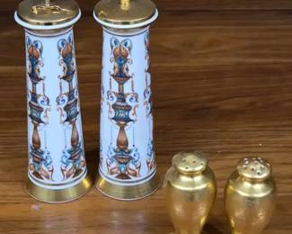 2 Unique Lenox Salt Pepper Shakers Plus Gold