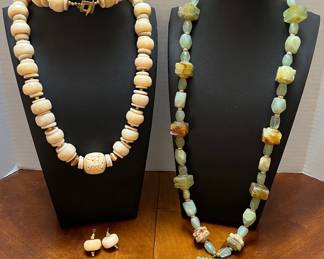 2 Asian Carved Beaded Necklaces