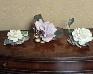 Boehm White Lavender Porcelain Bisque Flowers
