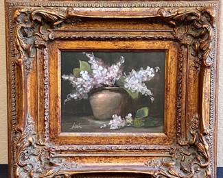 Ornate Framed Signed Floral Painting
