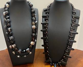 3 Black Beaded Necklaces