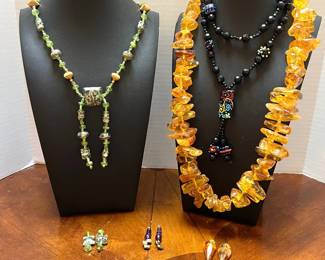 3 Misc. Colored Beaded Necklaces