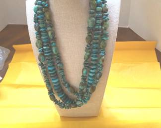 3 Teal Beaded Necklaces