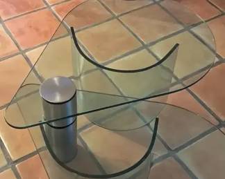 Modern Adjustable Aluminum Glass Sofa Table