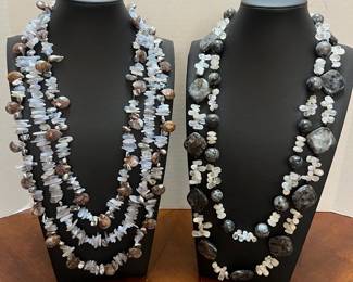 2 Layered Grey Beaded Necklaces