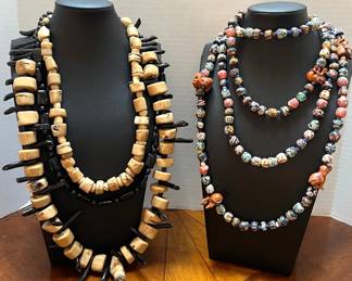 2 Large Statement Beaded Necklaces
